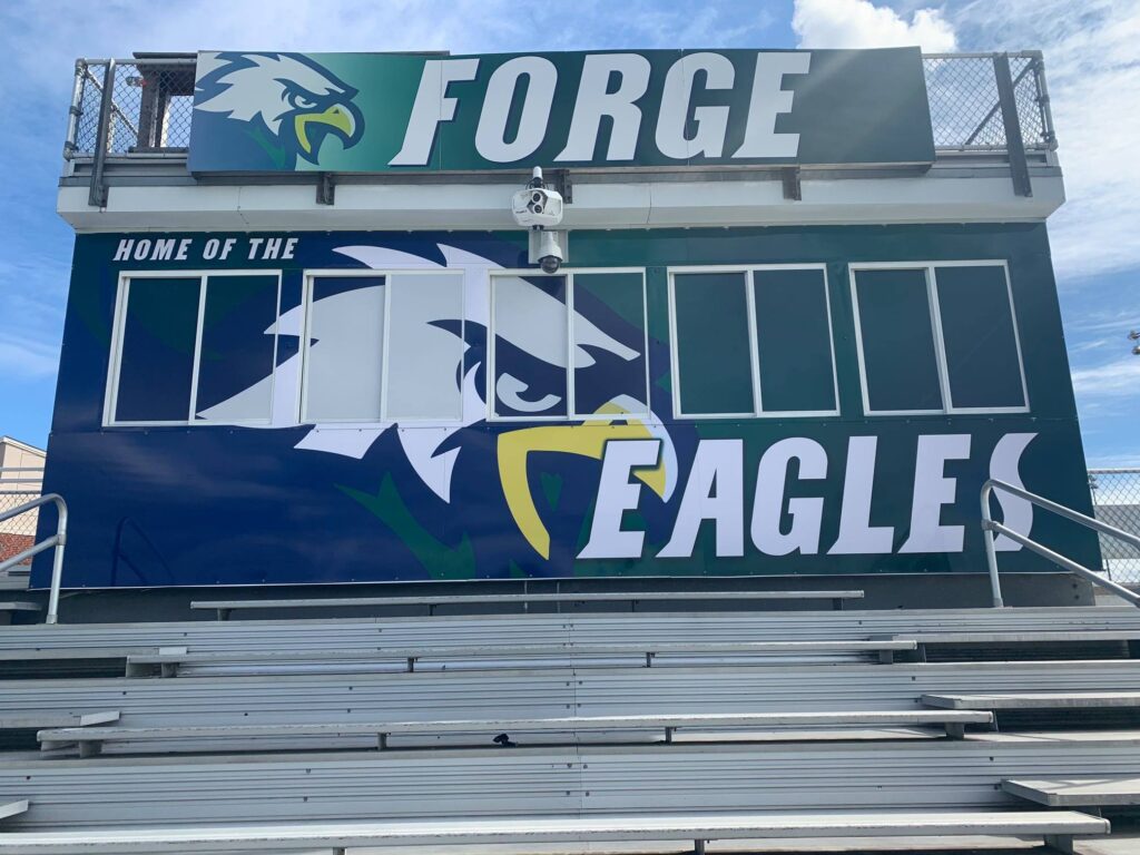 Vinyl outdoor wall graphics at Colonial Forge High School