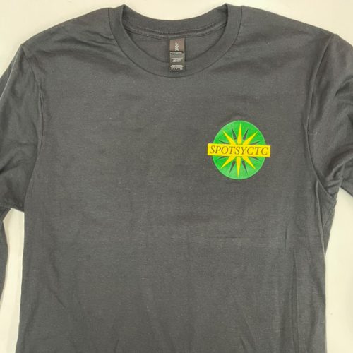 Custom uniform long-sleeve shirt with printed logo of Spotsy Career and Technical Center, designed by Core Prints in Fredericksburg for seasonal apparel.