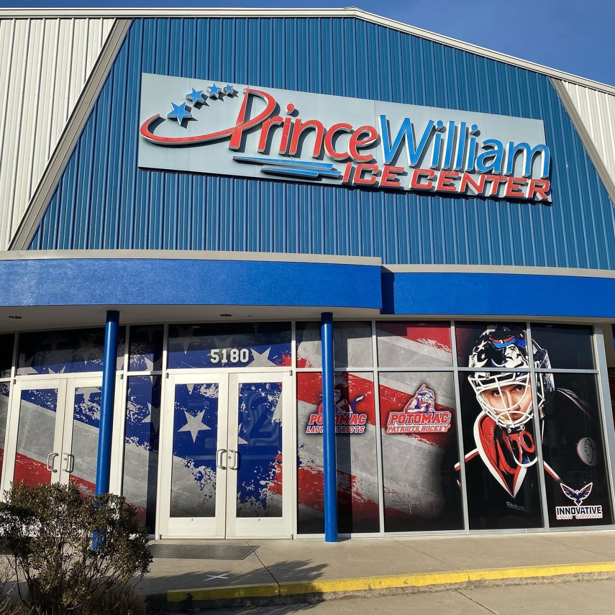 Exterior signage for Prince William Ice Center, a signs client of Core Prints in Fredericksburg, VA
